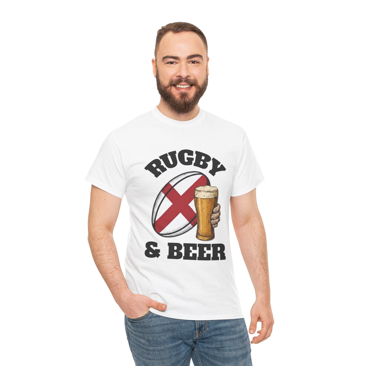 England Rugby & Beer T-Shirt – Perfect for Match Days, Gifts & Lads Trips