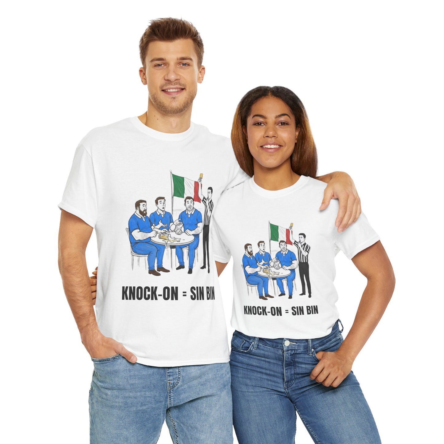 Italian Rugby & Beer T-Shirt – Yellow Card Pint Spill | Funny Rugby Fans Tee