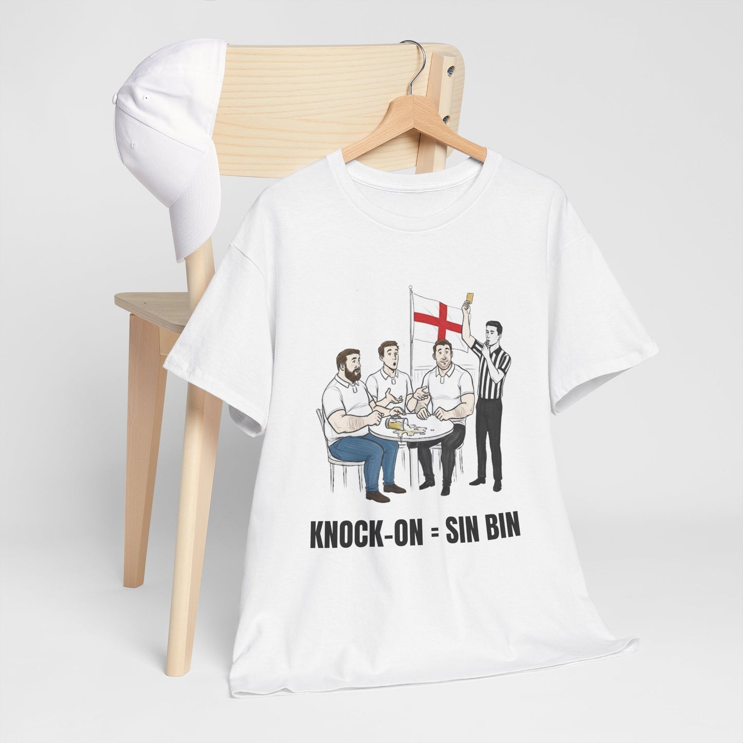English Rugby & Beer T-Shirt – Yellow Card Pint Spill | Funny Rugby Fans Tee