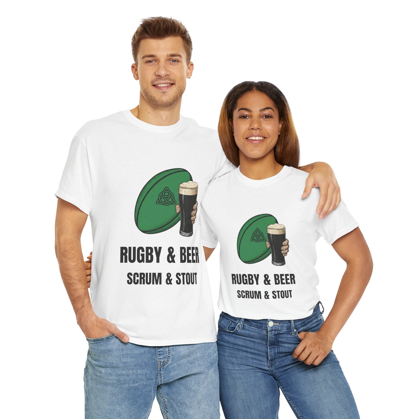 Ireland Rugby & Beer T-Shirt - Scrum & Stout Fan Tee | Match Day Gift