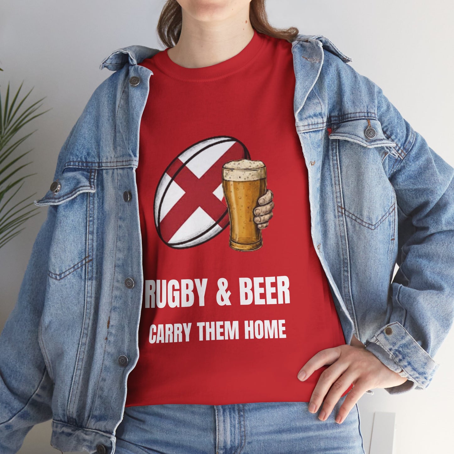T-shirt Angleterre Rugby & Beer - T-shirt de supporter « Reportez-les à la maison » | Vêtements pour le jour du match