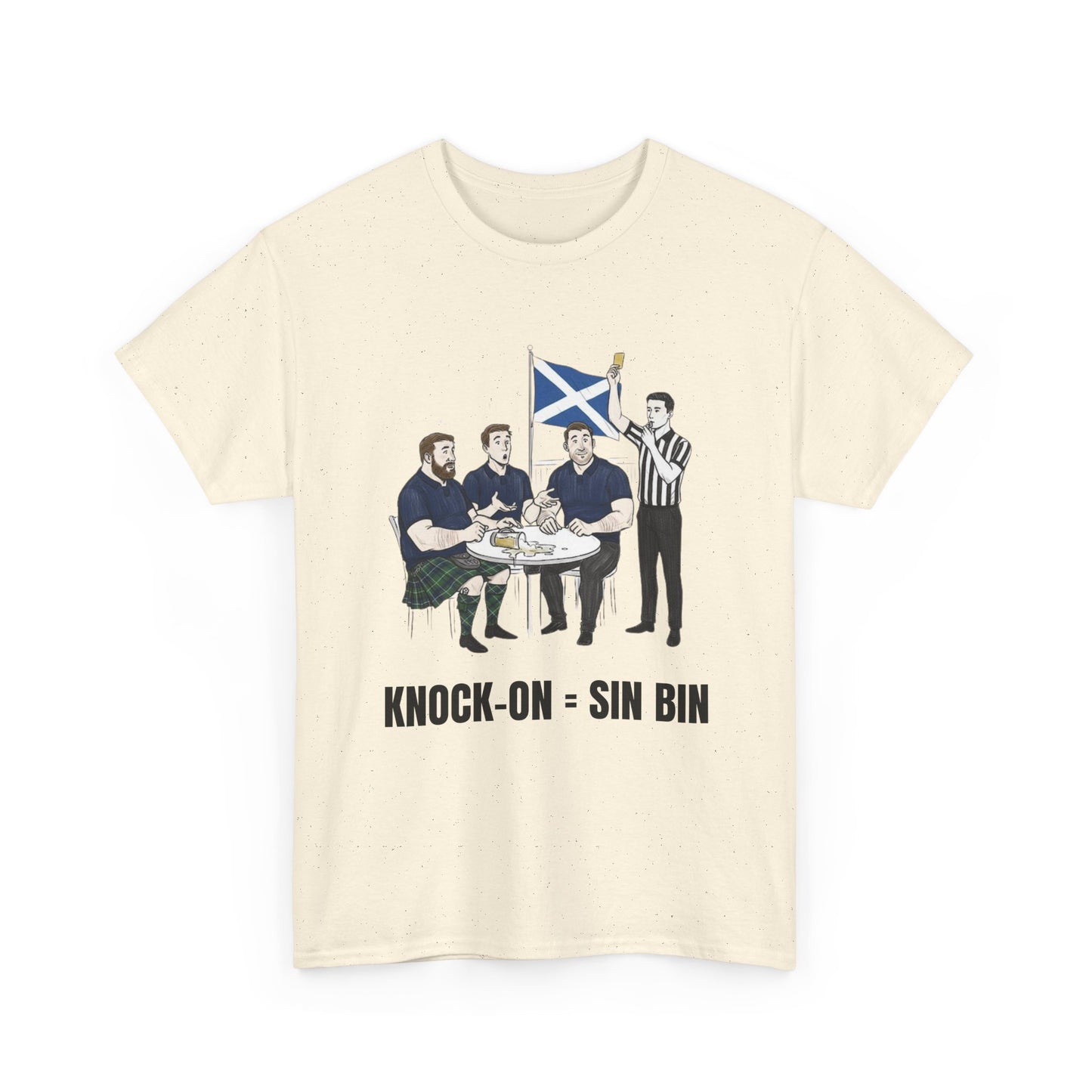Scottish Rugby & Beer T-Shirt – Yellow Card Pint Spill | Funny Rugby Fans Tee