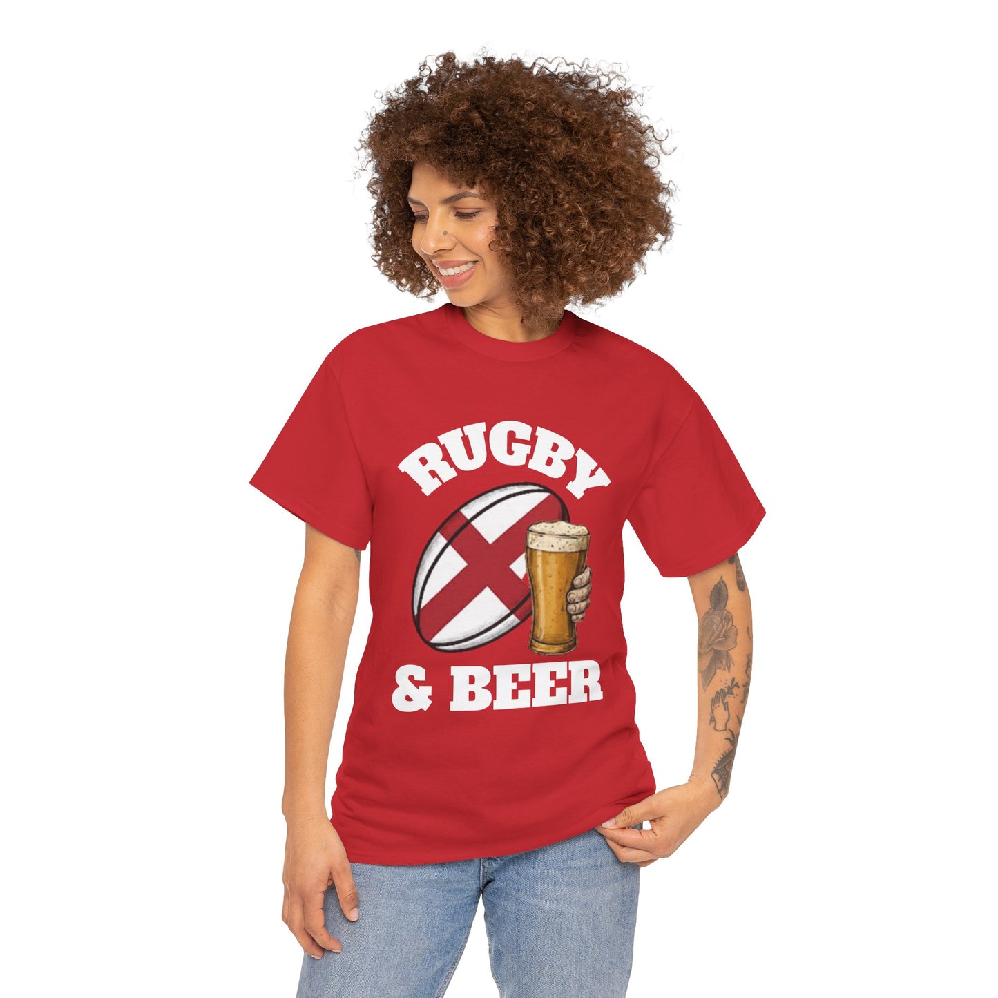 England Rugby & Beer T-Shirt – Perfect for Match Days, Gifts & Lads Trips