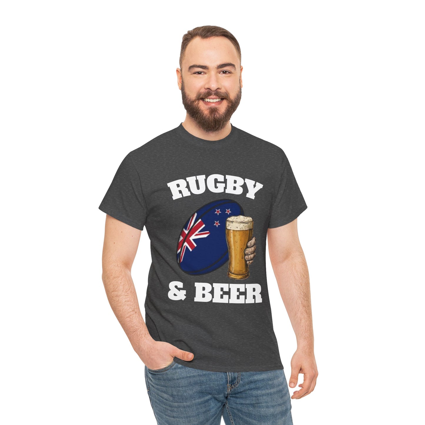 Rugby & Beer New Zealand T-Shirt – Kiwi Rugby Fans Match Day Tee