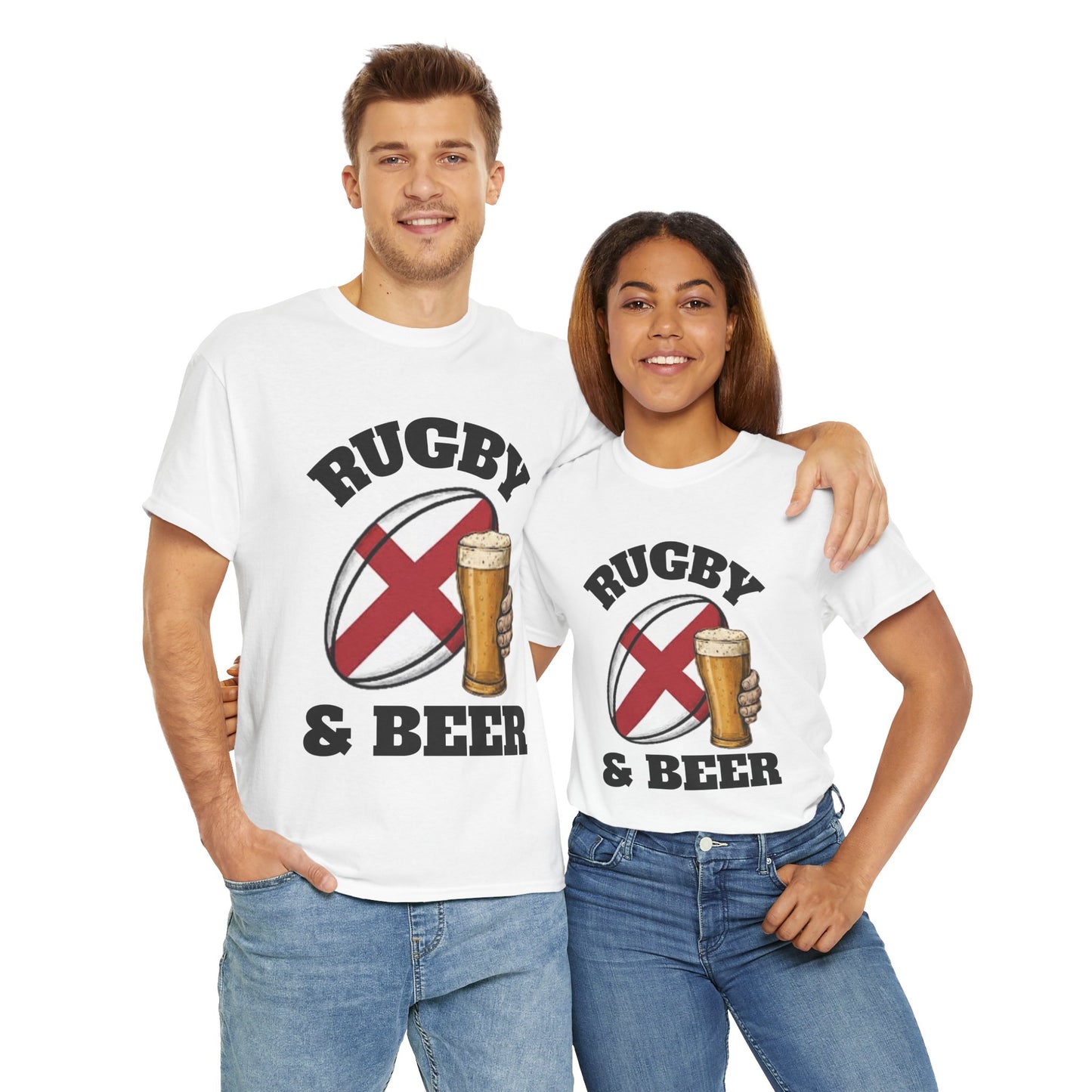 England Rugby & Beer T-Shirt – Perfect for Match Days, Gifts & Lads Trips