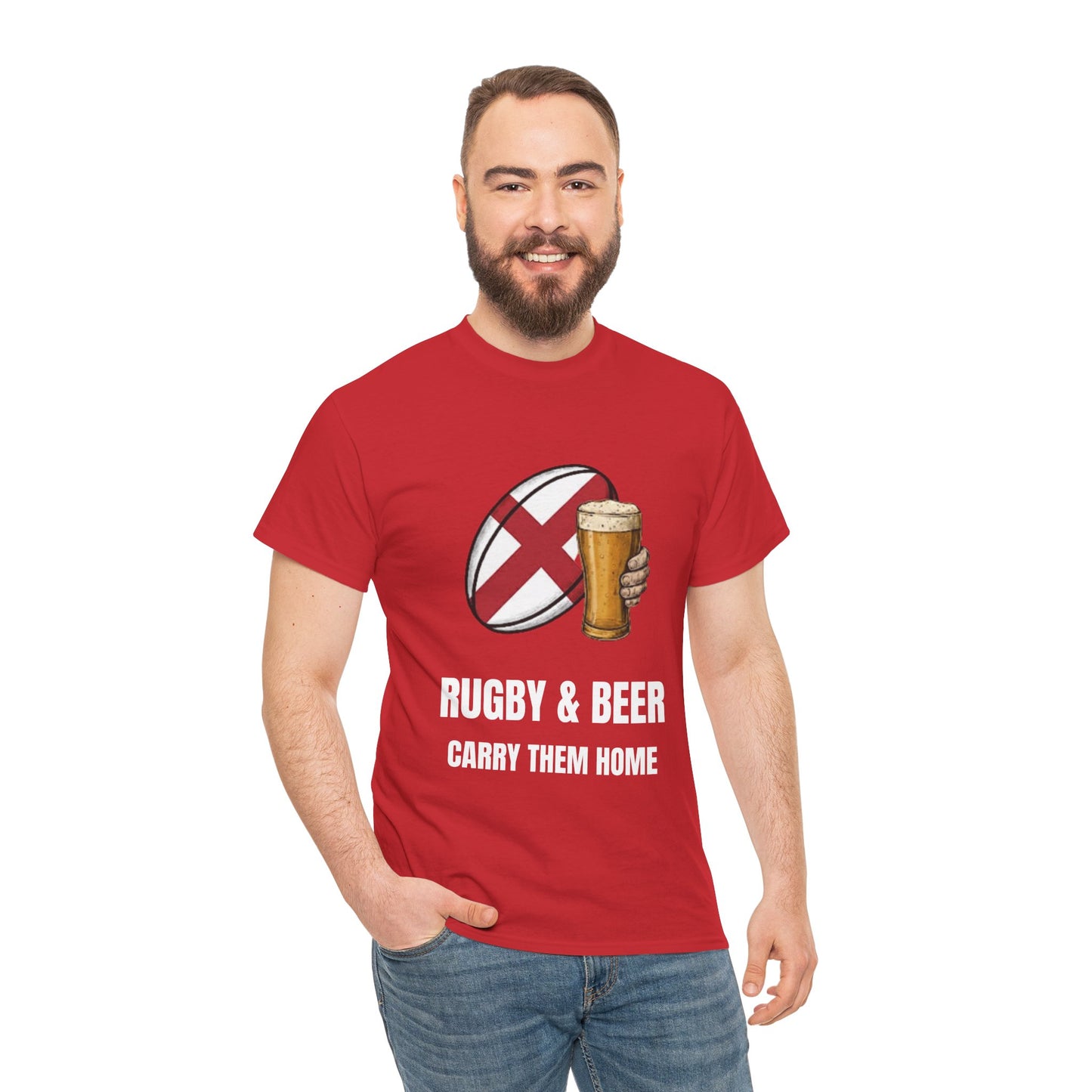 T-shirt Angleterre Rugby & Beer - T-shirt de supporter « Reportez-les à la maison » | Vêtements pour le jour du match