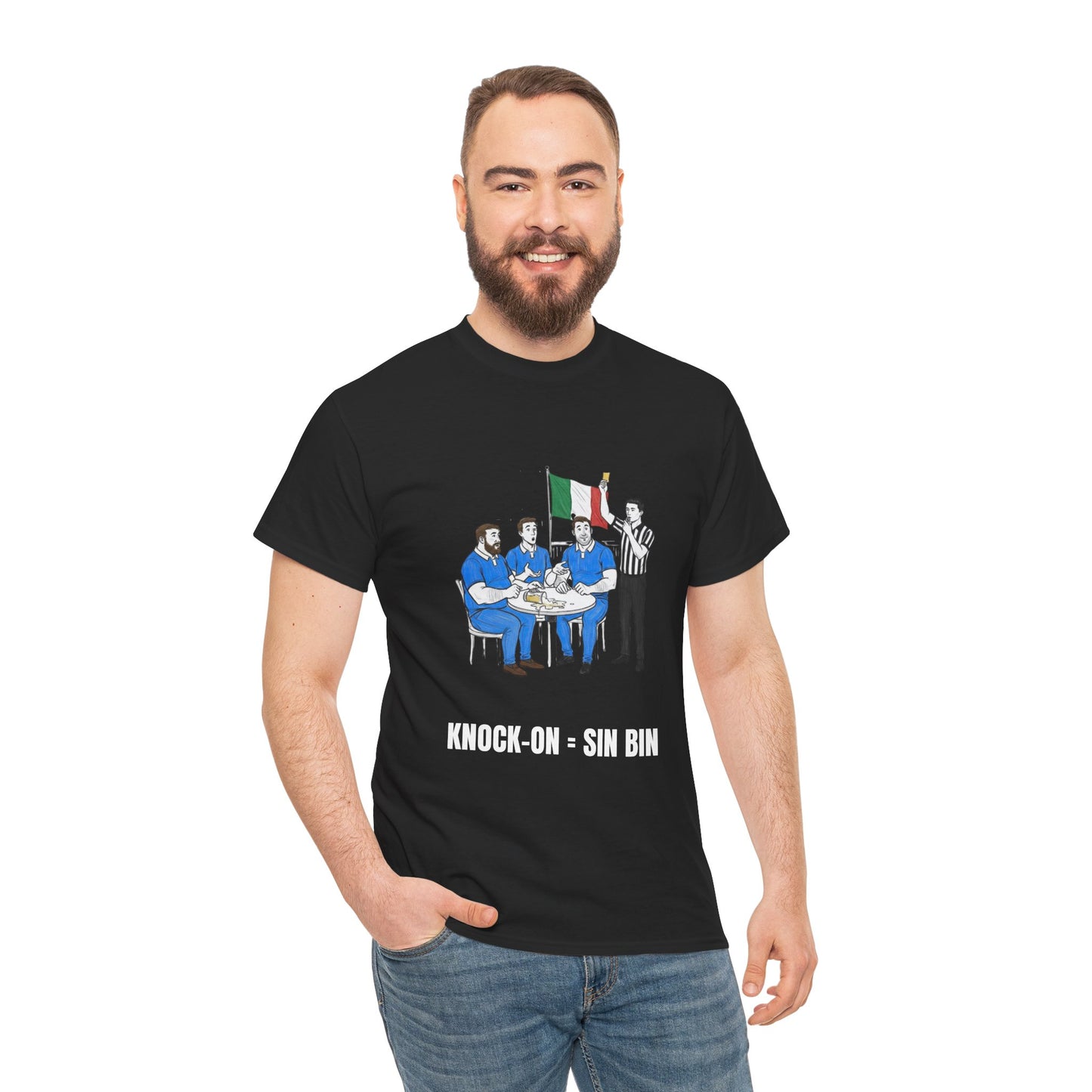 T-shirt rugby italien et bière – Carton jaune renversé | T-shirt humoristique pour supporters de rugby