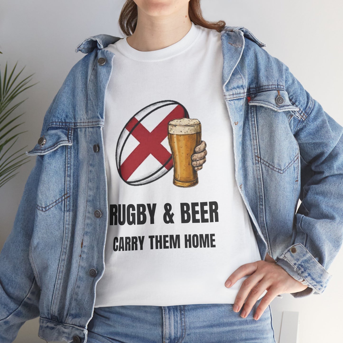 T-shirt Angleterre Rugby & Beer - T-shirt de supporter « Reportez-les à la maison » | Vêtements pour le jour du match