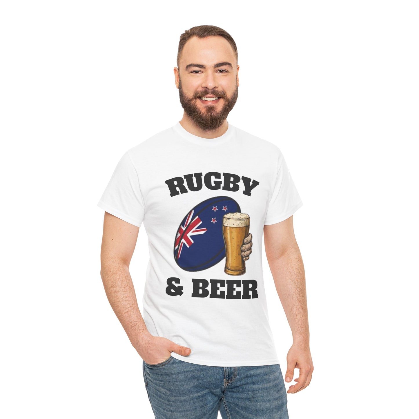 Rugby & Beer New Zealand T-Shirt – Kiwi Rugby Fans Match Day Tee
