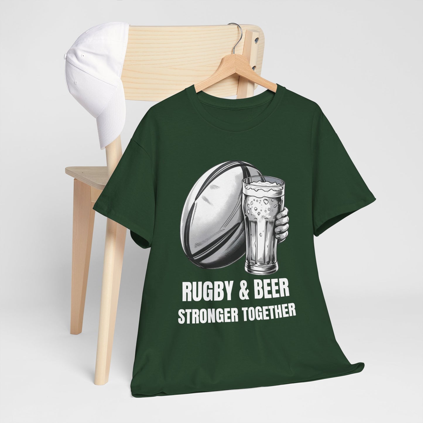 Rugby & Beer ¨Stronger together¨ T-Shirt - South African Rugby Fan Matchday Gift