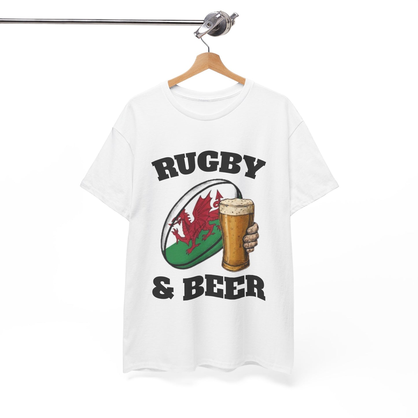 Wales Rugby & Beer T-Shirt – Perfect for Match Days, Gifts & Lads Trips