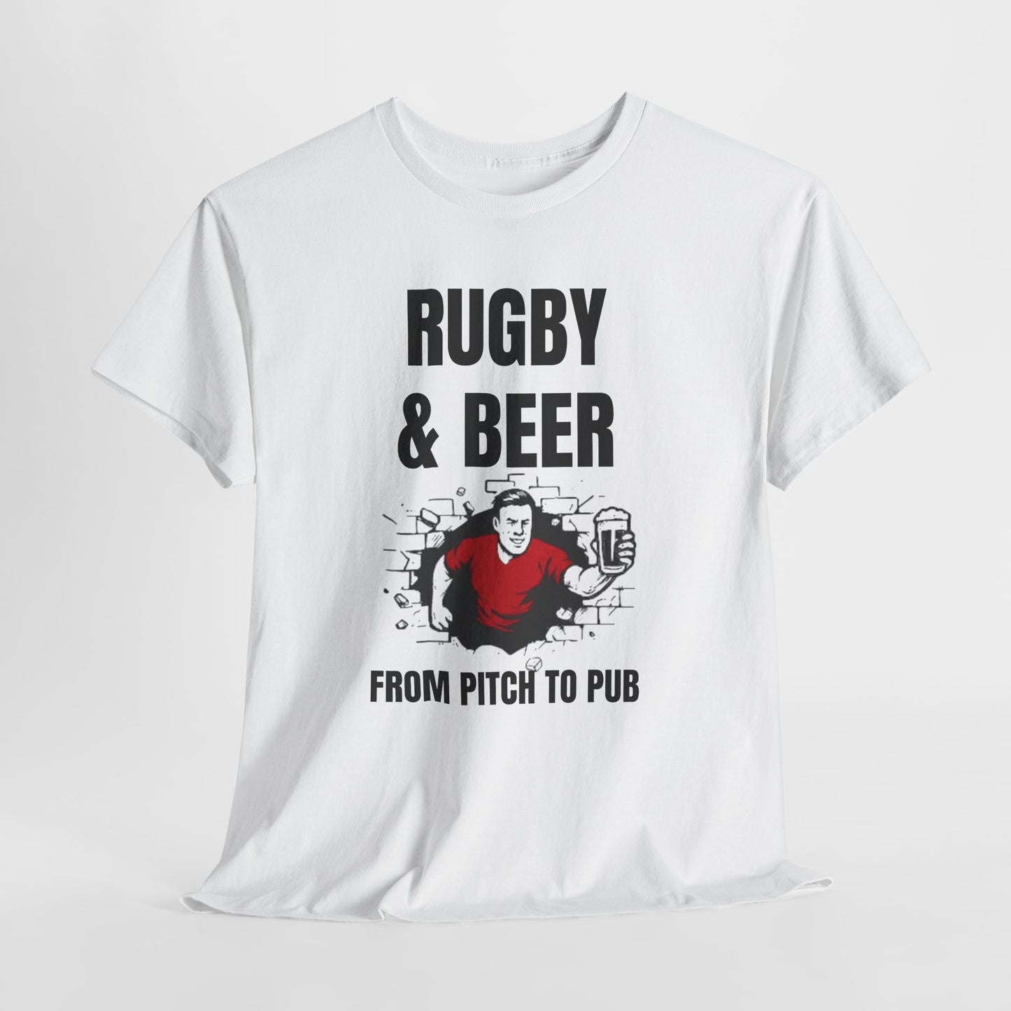 Rugby & Beer T-Shirt – From the Pitch to the Pub | Welsh Rugby Fans Tee