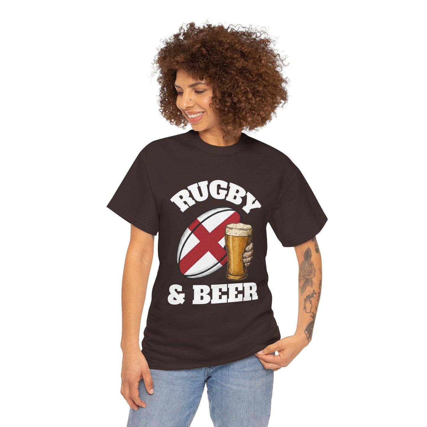 England Rugby & Beer T-Shirt – Perfect for Match Days, Gifts & Lads Trips