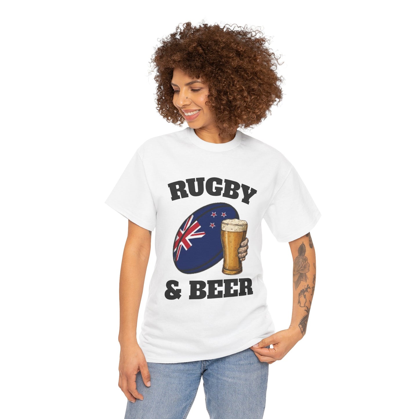 Rugby & Beer New Zealand T-Shirt – Kiwi Rugby Fans Match Day Tee