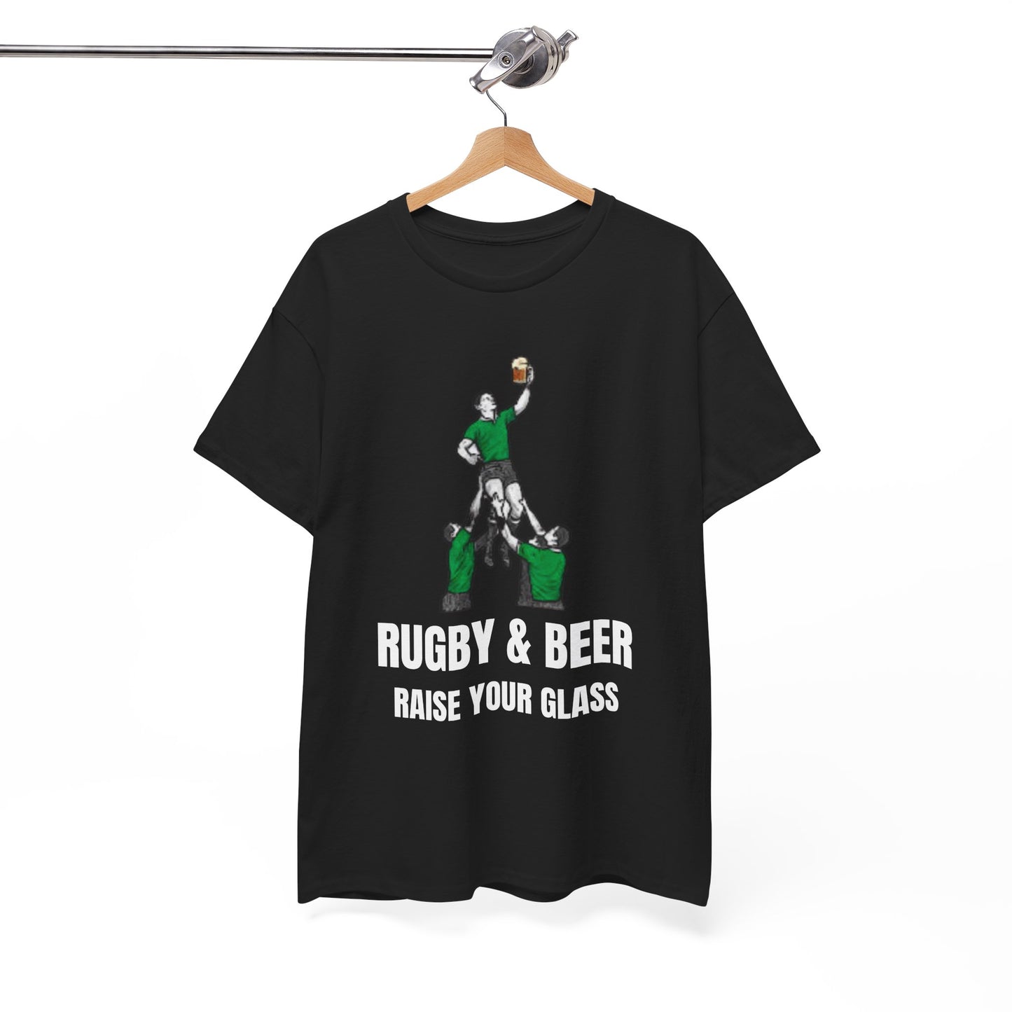 Maglietta "Raise Your Glass" di Rugby & Beer: regalo perfetto per i tifosi irlandesi di rugby