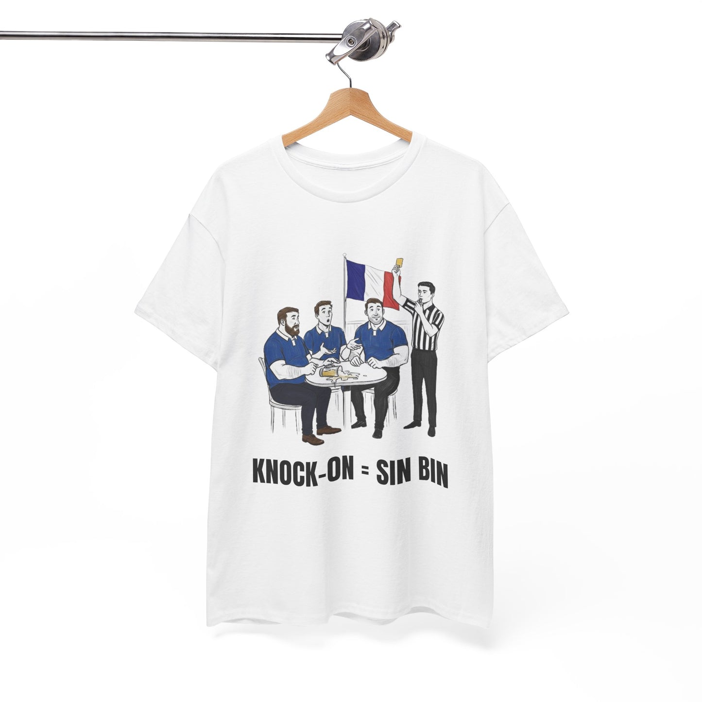 French Rugby & Beer T-Shirt – Yellow Card Pint Spill | Funny Rugby Fans Tee