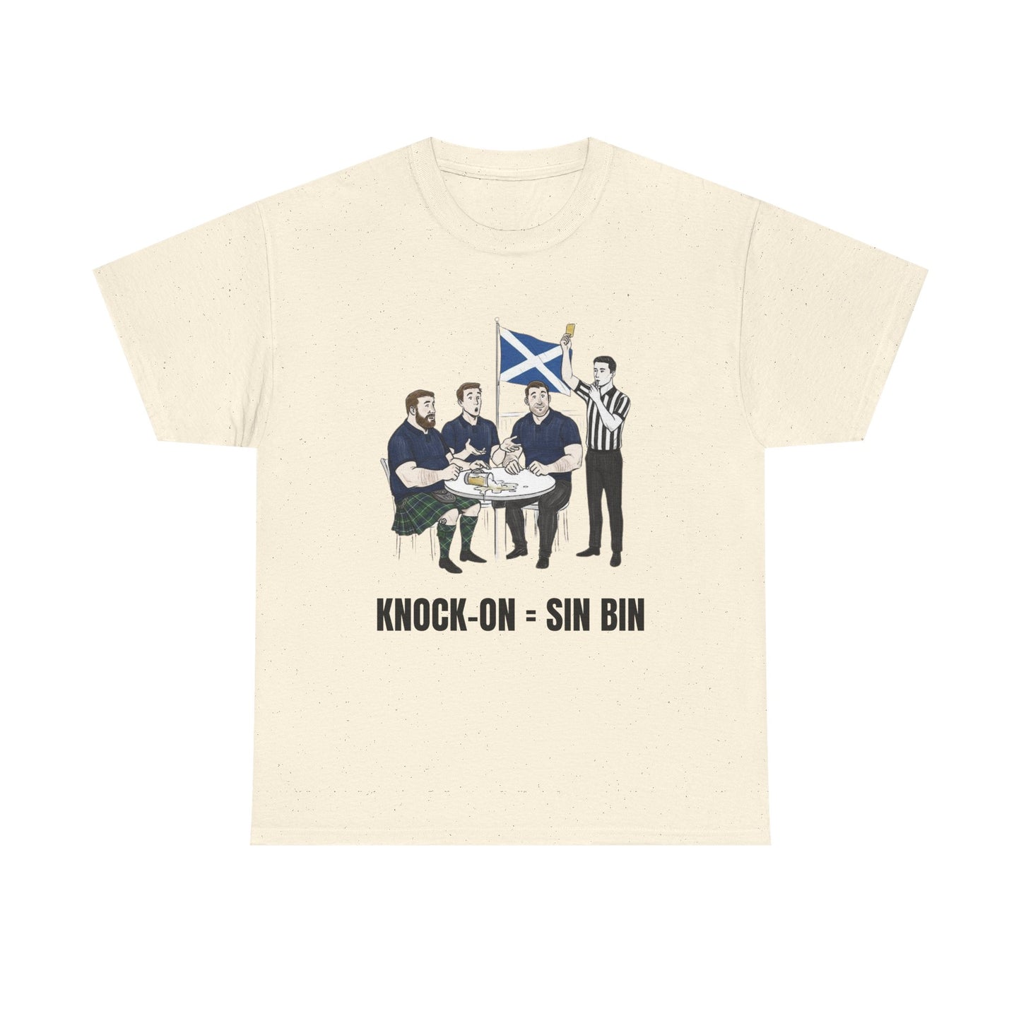 Scottish Rugby & Beer T-Shirt – Yellow Card Pint Spill | Funny Rugby Fans Tee
