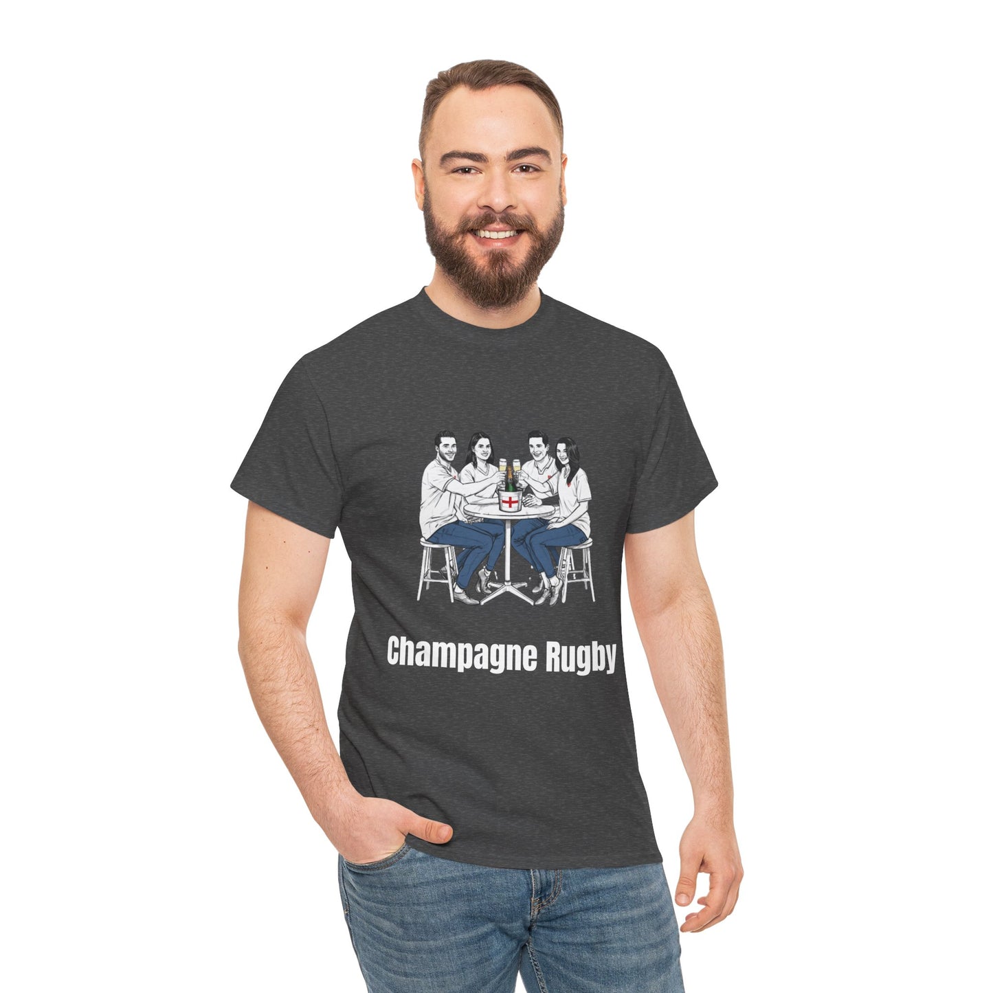 Champagne Rugby T-Shirt - Six Nations English Fan Gift