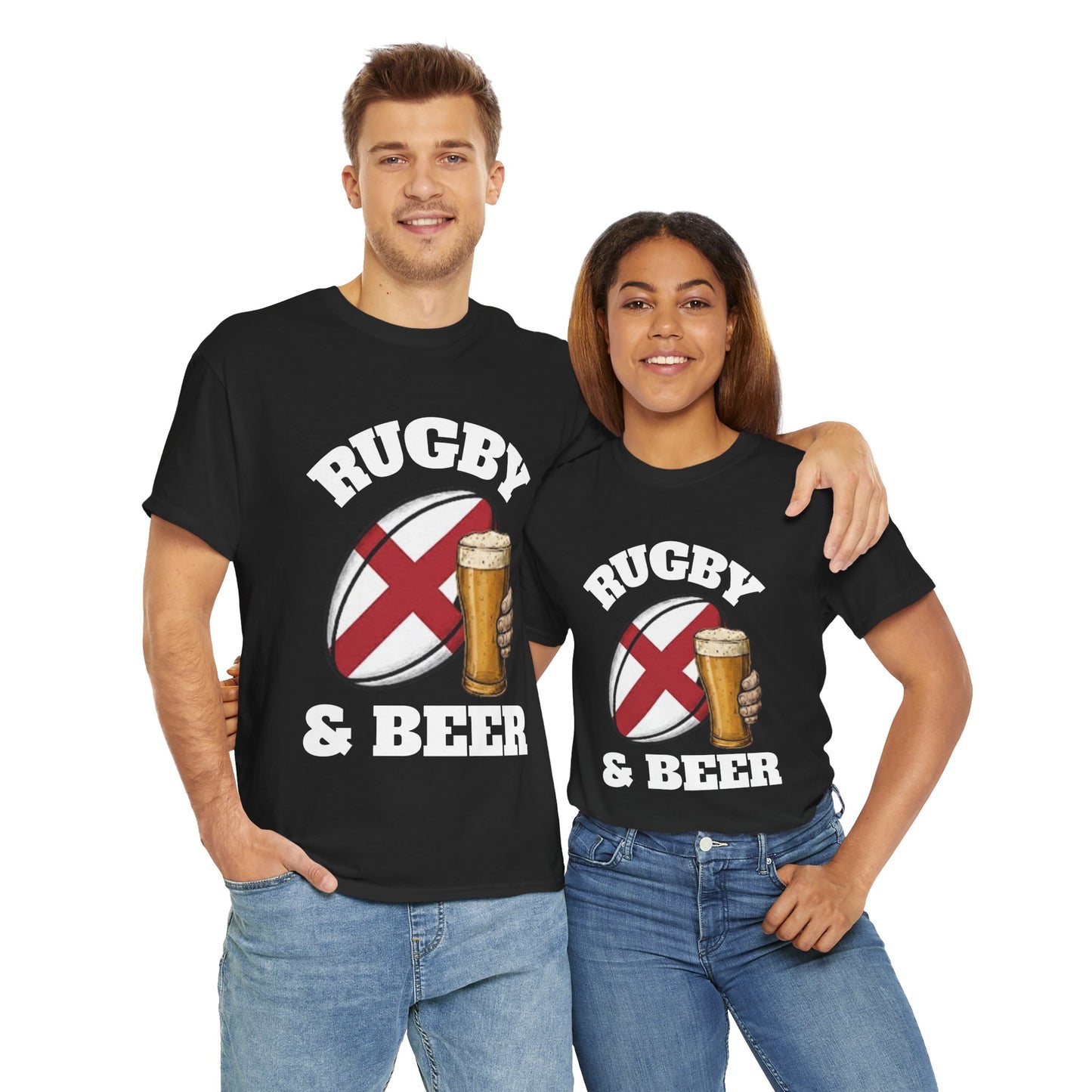 England Rugby & Beer T-Shirt – Perfect for Match Days, Gifts & Lads Trips