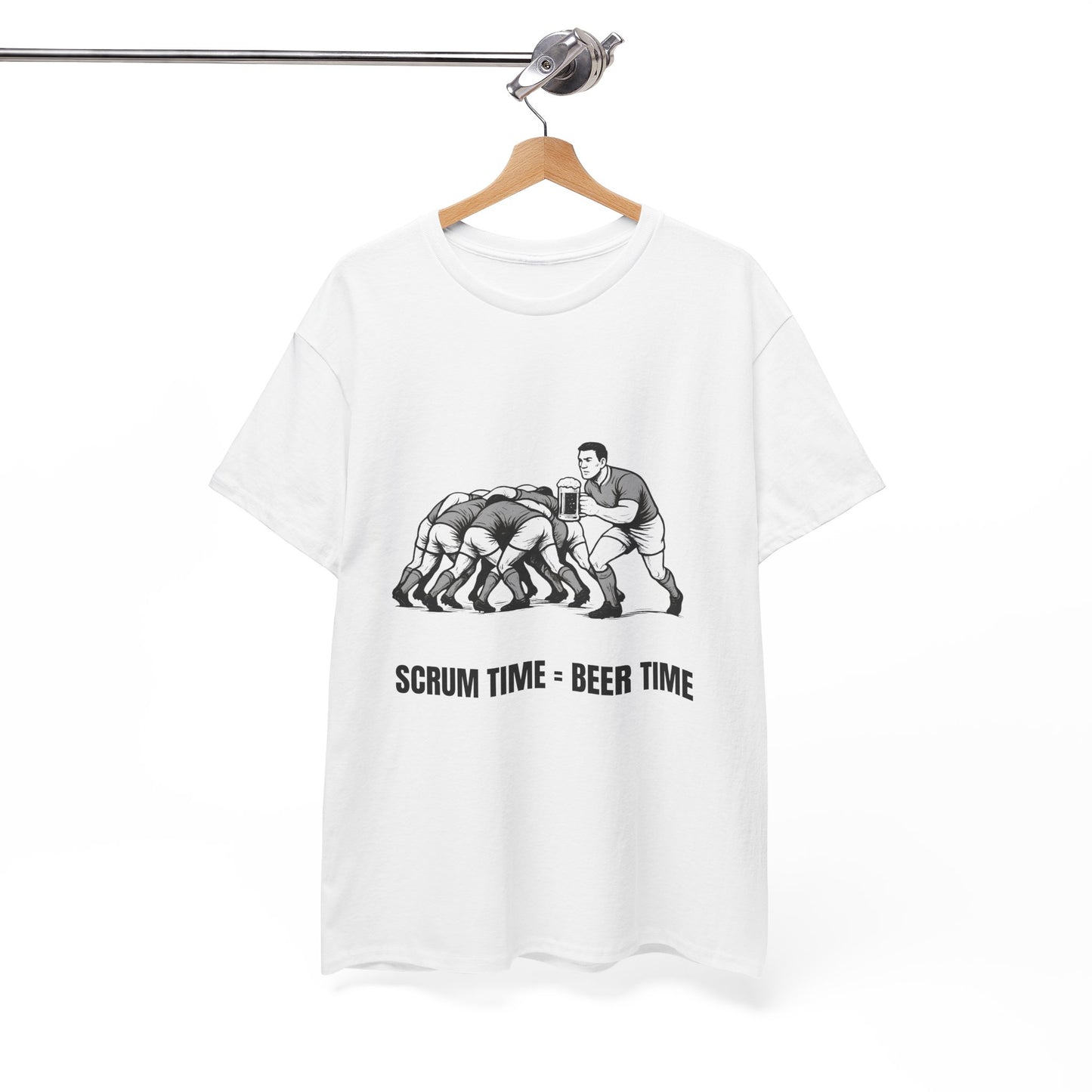 Scrum Time Beer Time Unisex Heavy Cotton Tee, Rugby Shirt, Sports Fan Gift, Casual Wear, Beer Lover Apparel
