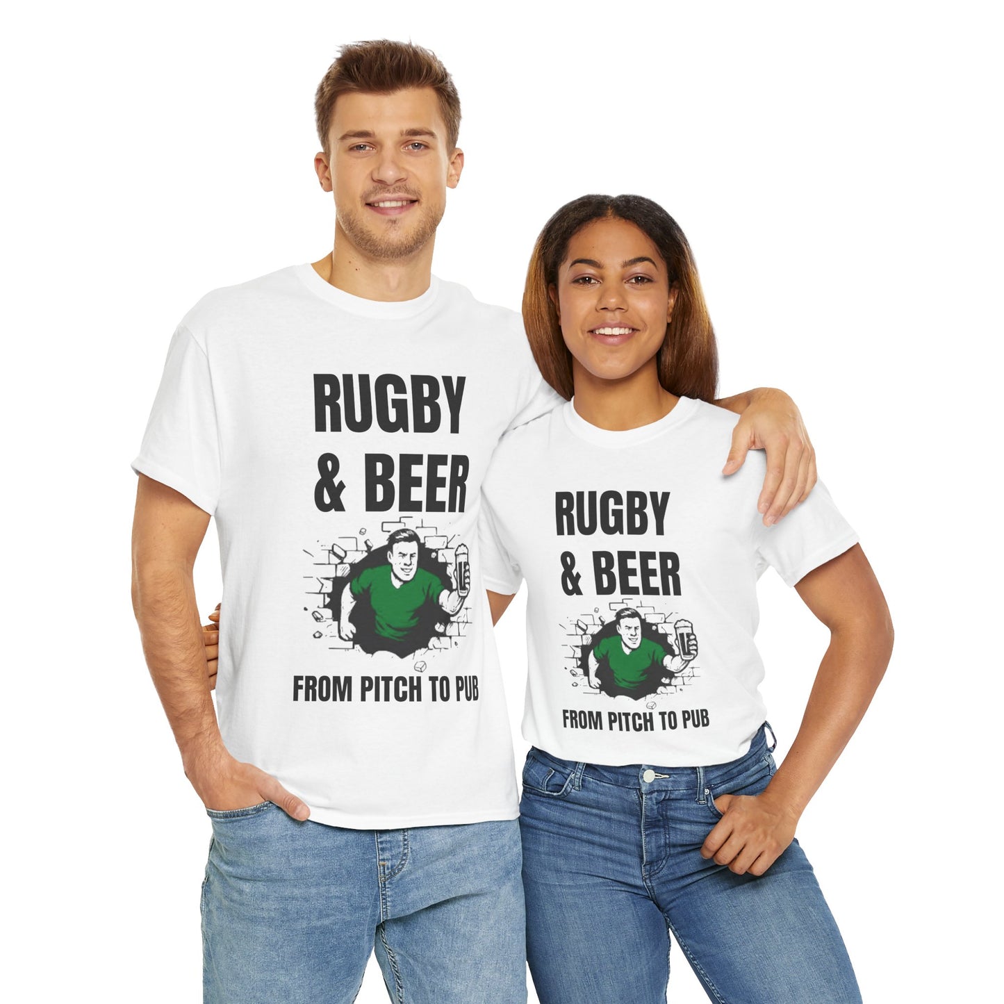 Rugby & Beer T-Shirt – From the Pitch to the Pub | Irish Rugby Fans Tee