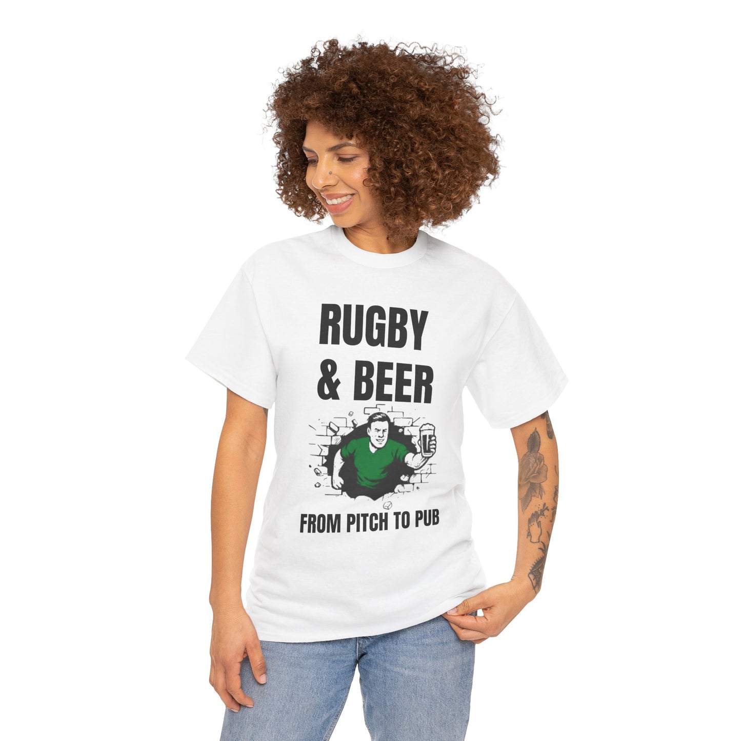 Rugby & Beer T-Shirt – From the Pitch to the Pub | Irish Rugby Fans Tee