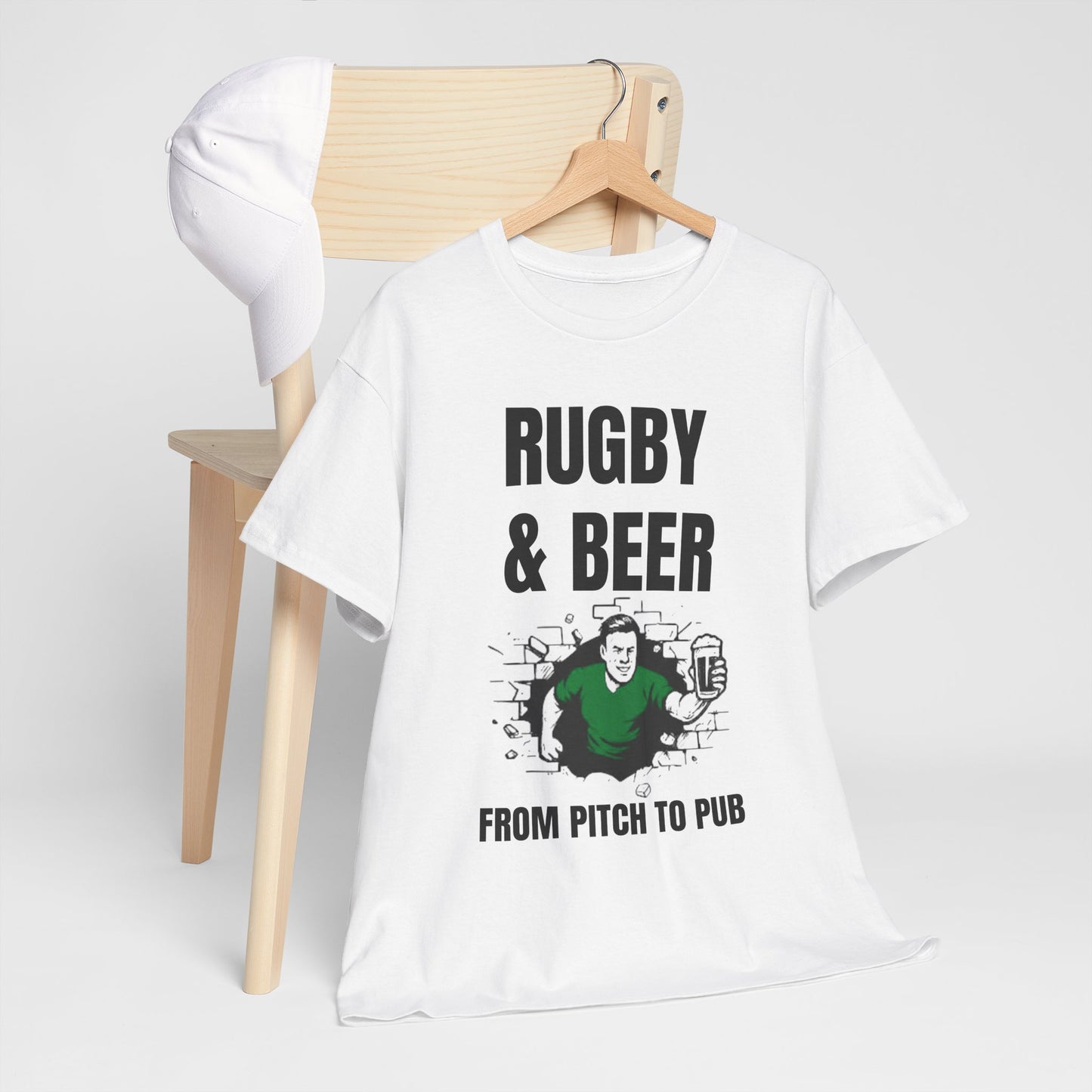 Rugby & Beer T-Shirt – From the Pitch to the Pub | Irish Rugby Fans Tee