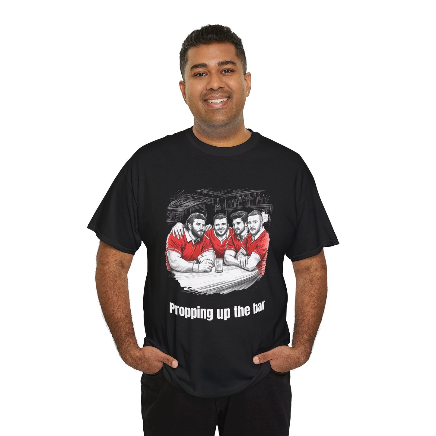 Propping Up The Bar – Funny Welsh Rugby T-Shirt for Fans & Gifts