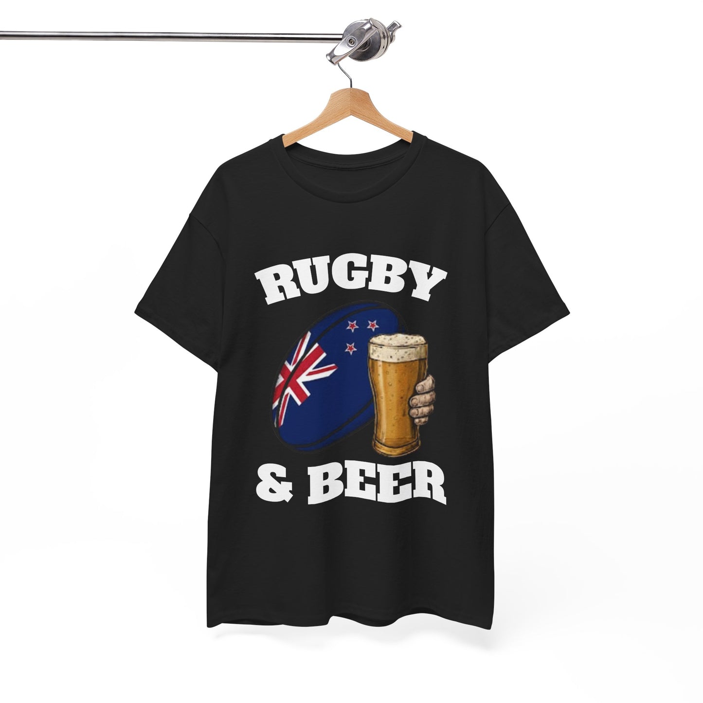 Rugby & Beer New Zealand T-Shirt – Kiwi Rugby Fans Match Day Tee