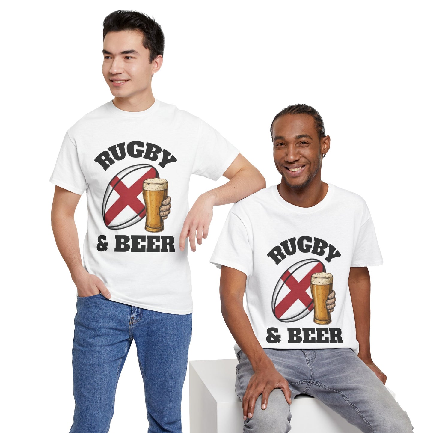 England Rugby & Beer T-Shirt – Perfect for Match Days, Gifts & Lads Trips