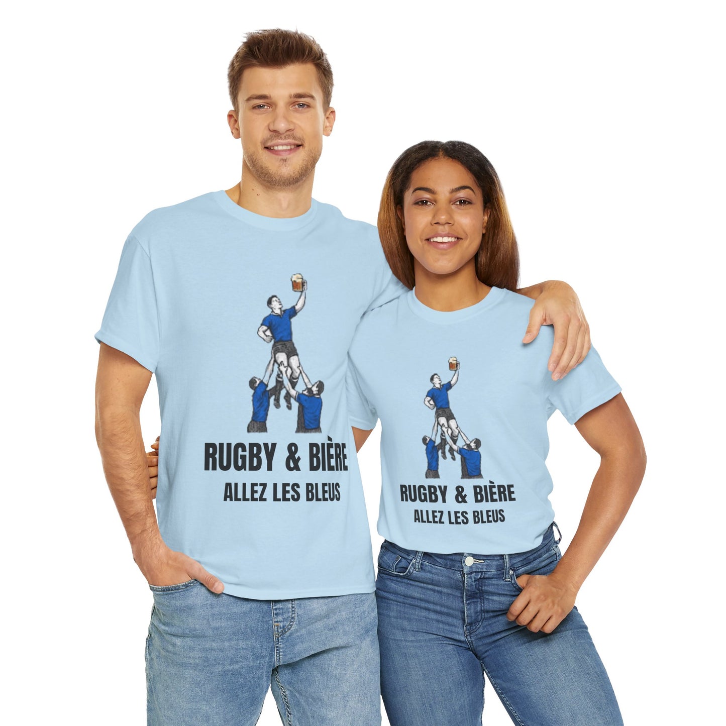 T-shirt Rugby & Bière : Allez Les Bleus - Cadeau parfait pour les fans de rugby