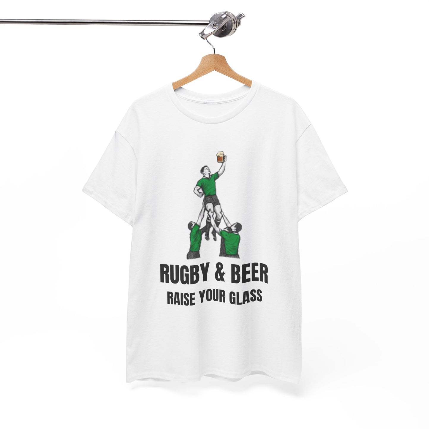 Maglietta "Raise Your Glass" di Rugby & Beer: regalo perfetto per i tifosi irlandesi di rugby