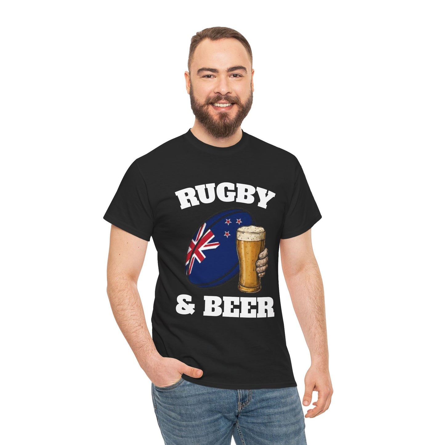 Rugby & Beer New Zealand T-Shirt – Kiwi Rugby Fans Match Day Tee