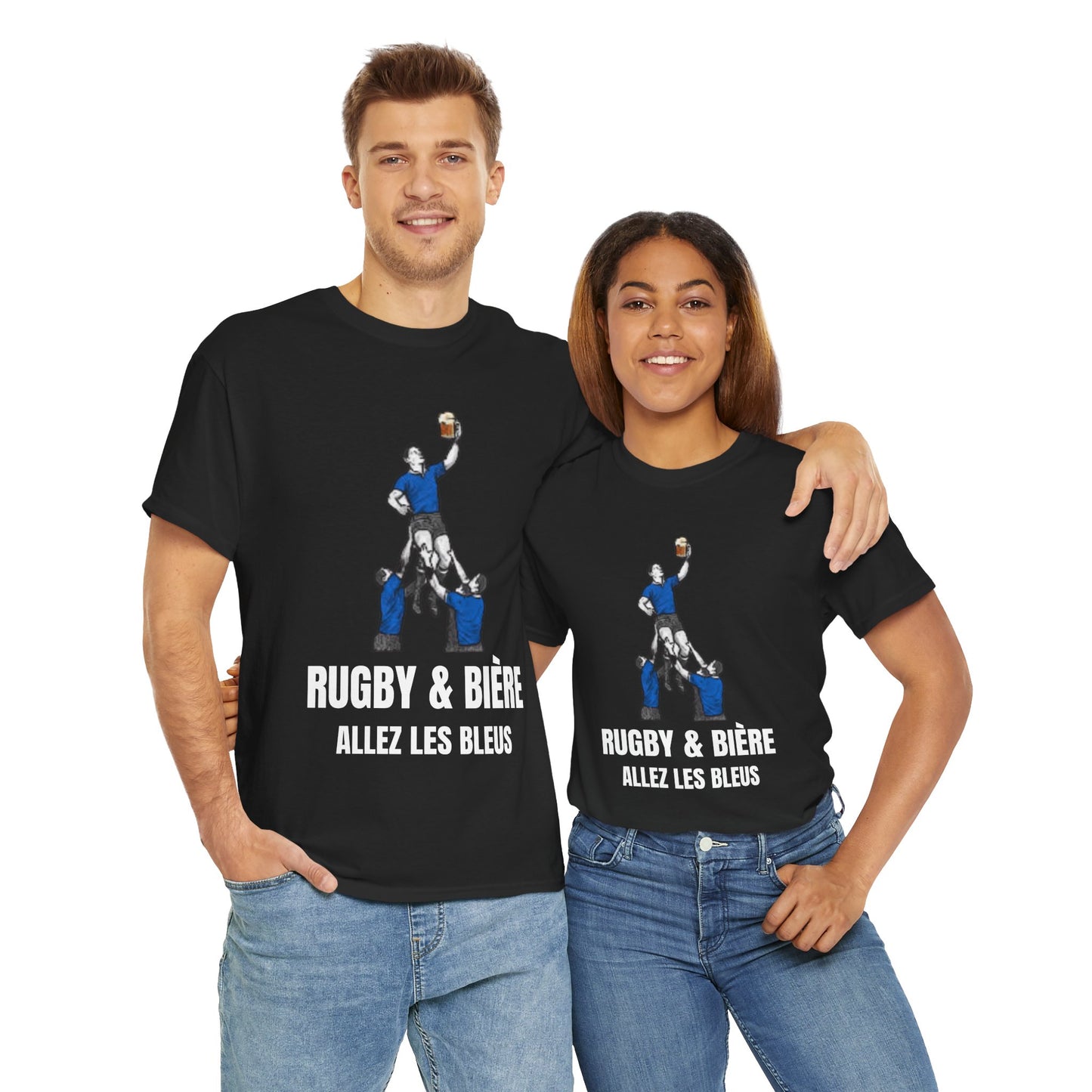 T-shirt Rugby & Bière : Allez Les Bleus - Cadeau parfait pour les fans de rugby