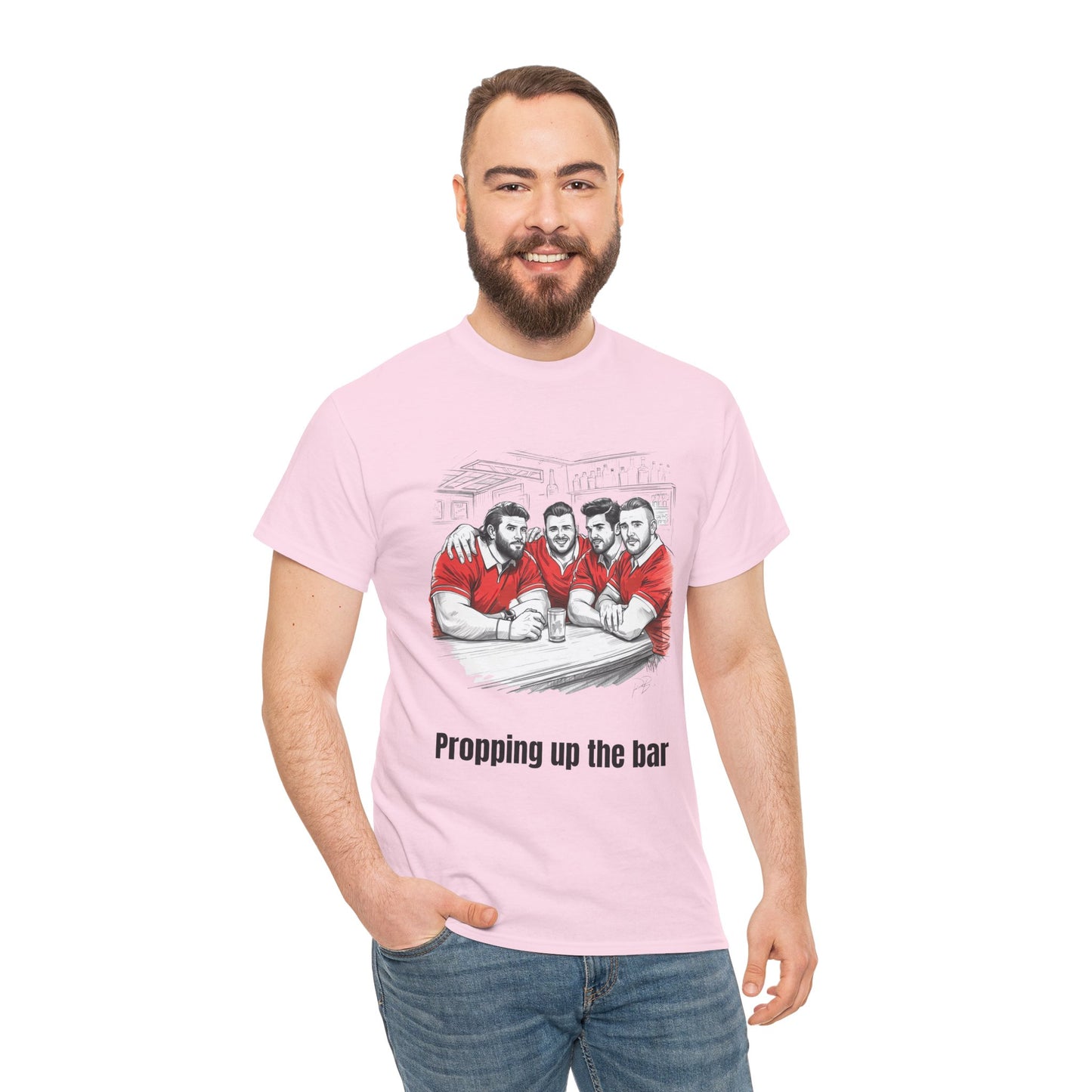 Propping Up The Bar – Funny Welsh Rugby T-Shirt for Fans & Gifts