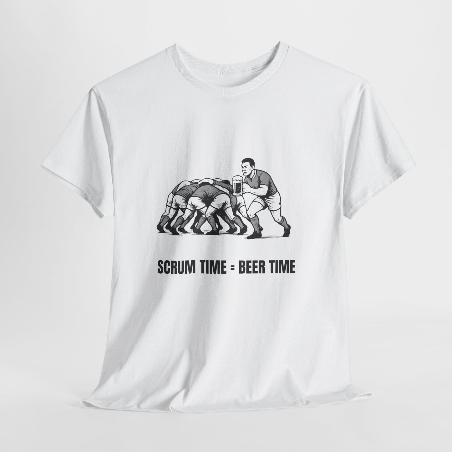 Scrum Time Beer Time Unisex Heavy Cotton Tee, Rugby Shirt, Sports Fan Gift, Casual Wear, Beer Lover Apparel