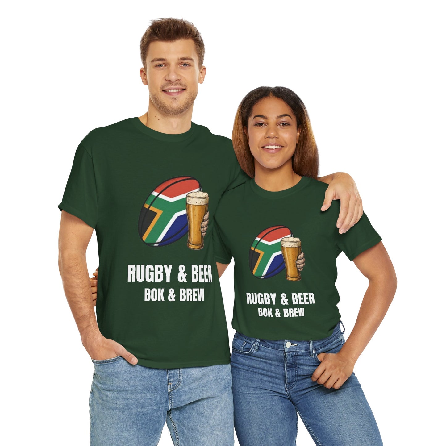 Rugby & Beer ¨Bok & Brew¨ T-Shirt - South African Rugby Fan Matchday Gift