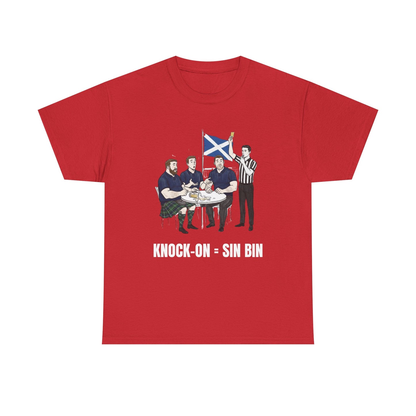 Scottish Rugby & Beer T-Shirt – Yellow Card Pint Spill | Funny Rugby Fans Tee