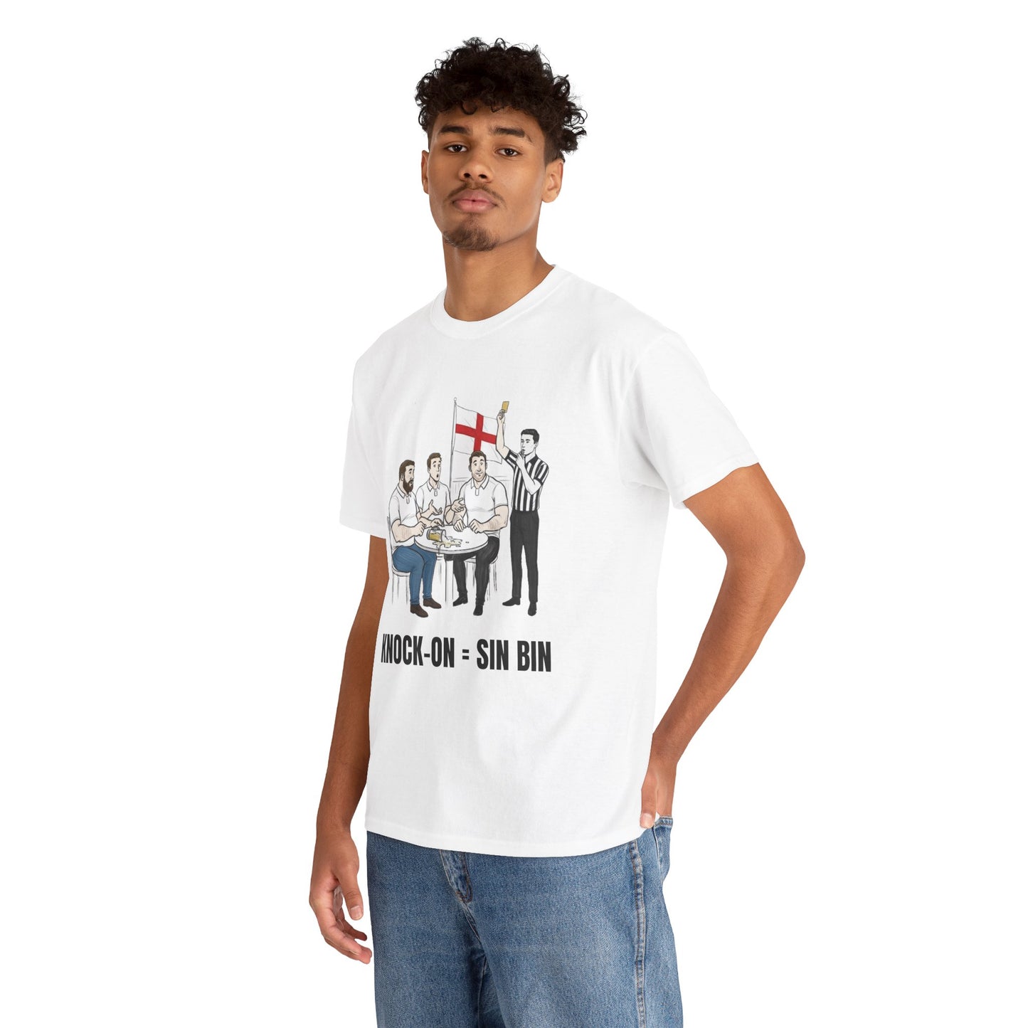 English Rugby & Beer T-Shirt – Yellow Card Pint Spill | Funny Rugby Fans Tee