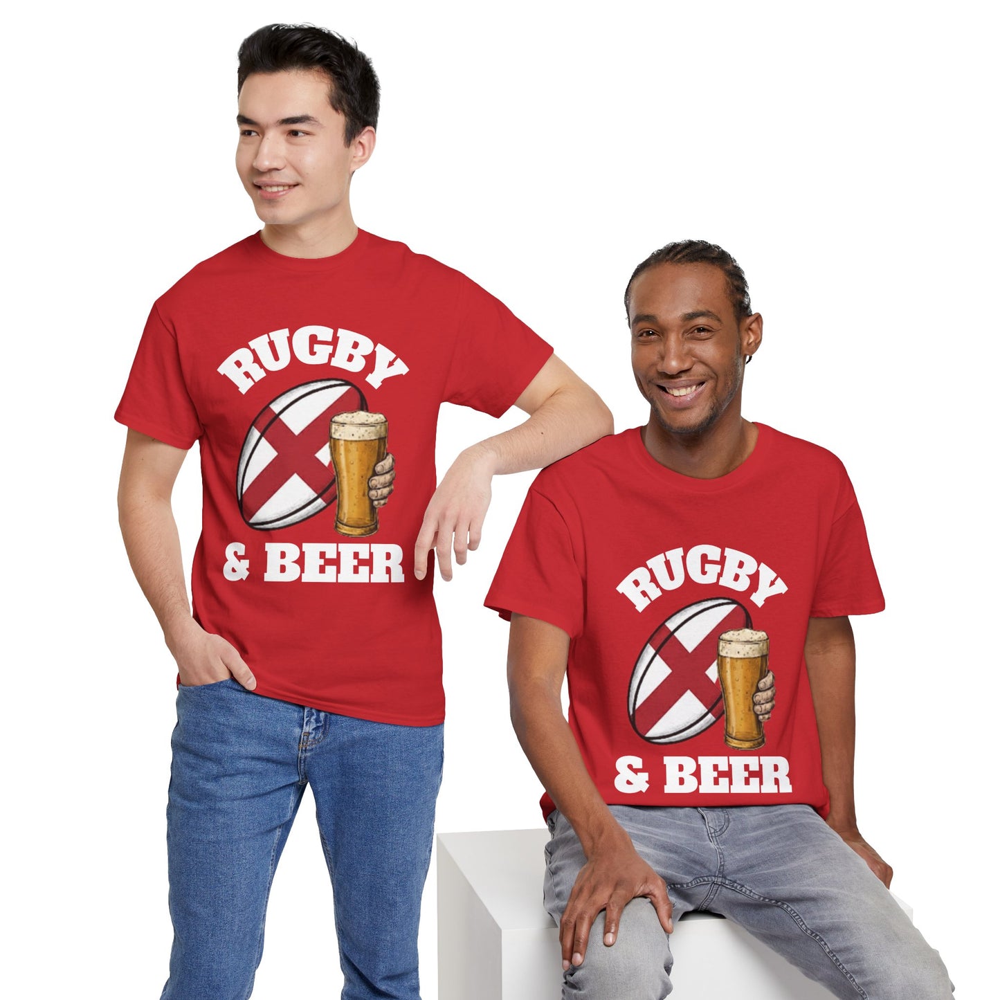 England Rugby & Beer T-Shirt – Perfect for Match Days, Gifts & Lads Trips