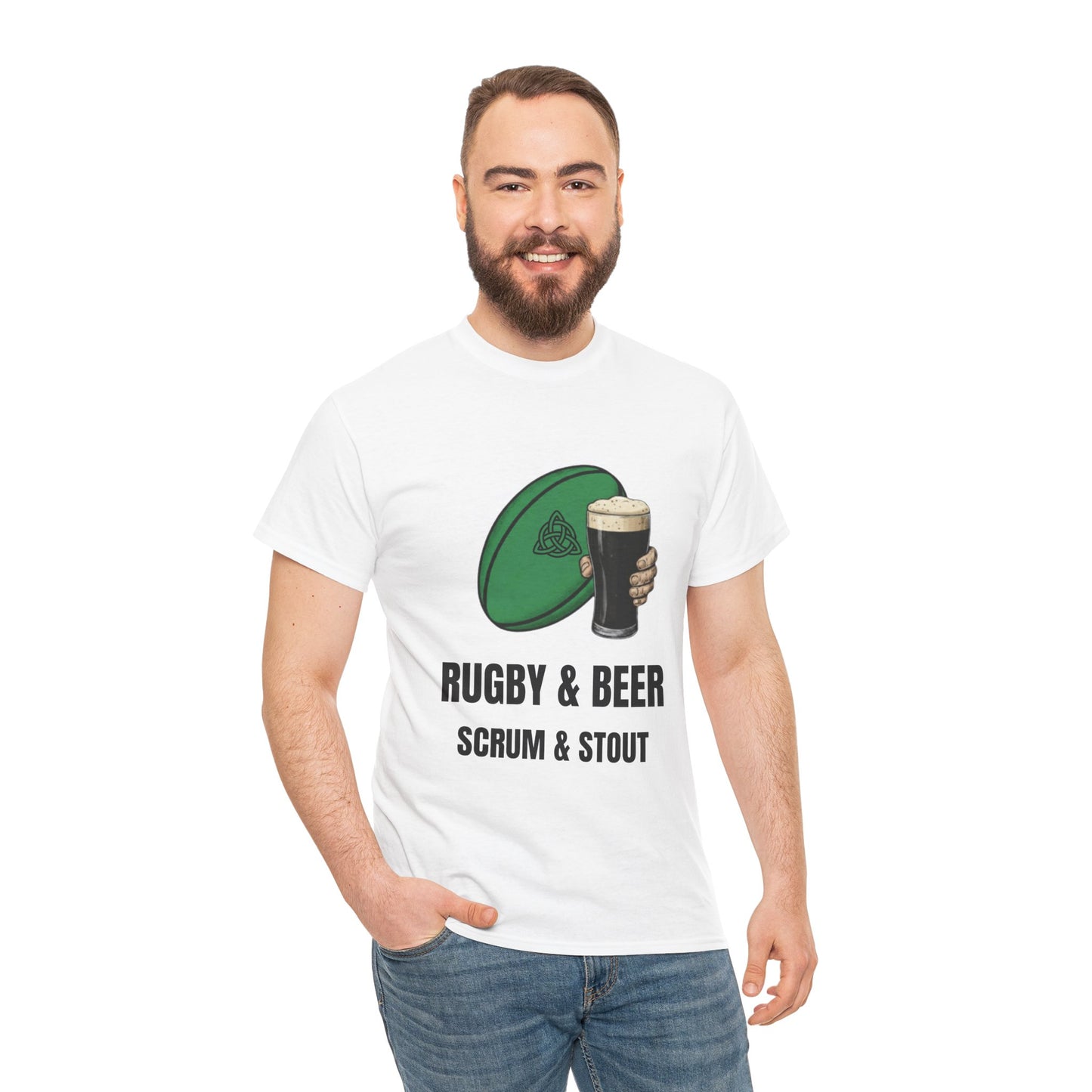Ireland Rugby & Beer T-Shirt - Scrum & Stout Fan Tee | Match Day Gift