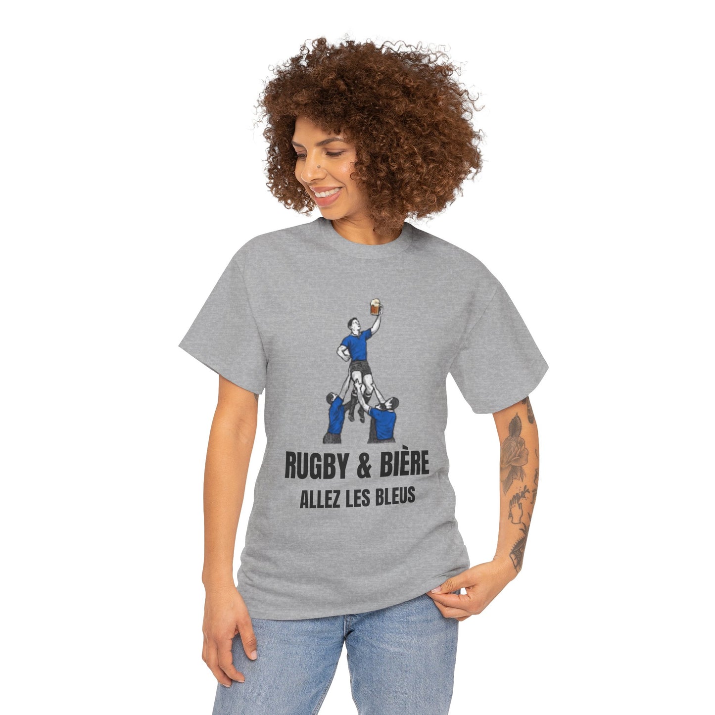 T-shirt Rugby & Bière : Allez Les Bleus - Cadeau parfait pour les fans de rugby