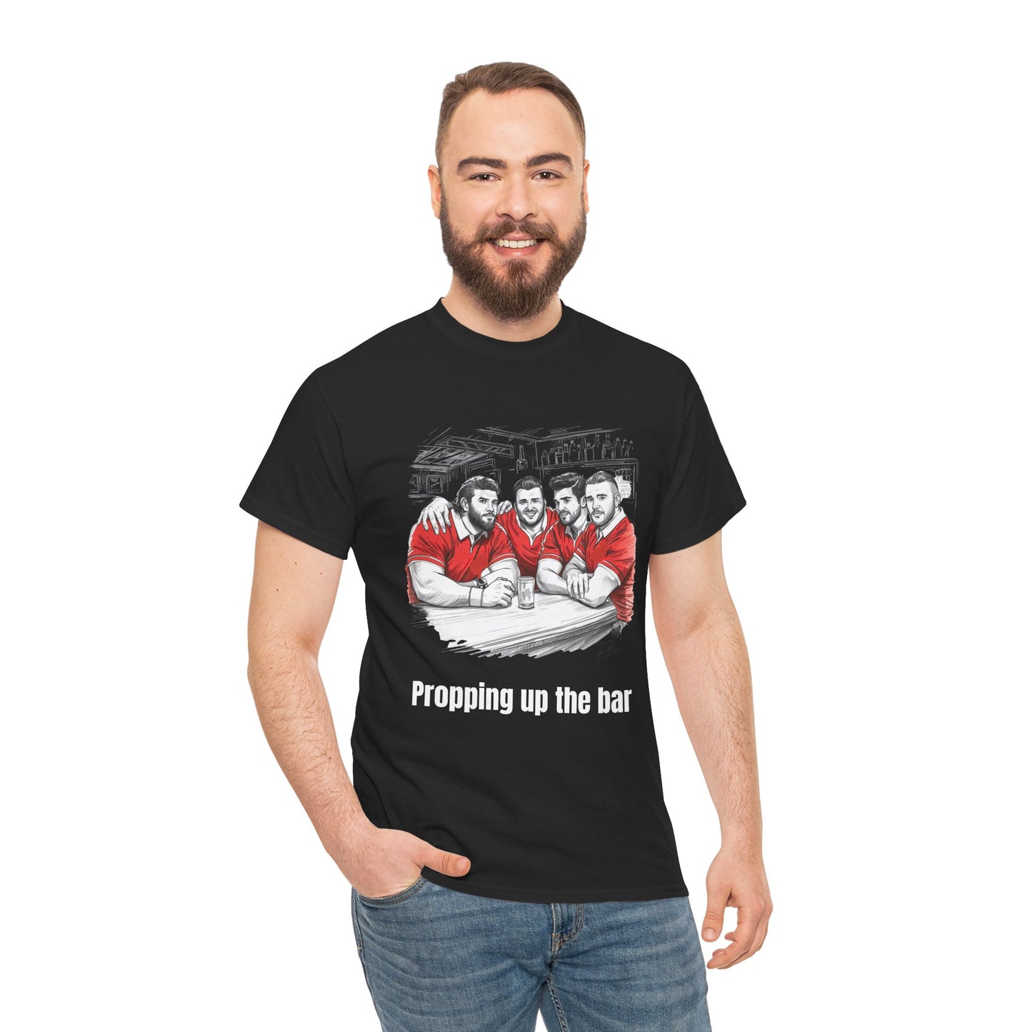 Propping Up The Bar – Funny Welsh Rugby T-Shirt for Fans & Gifts