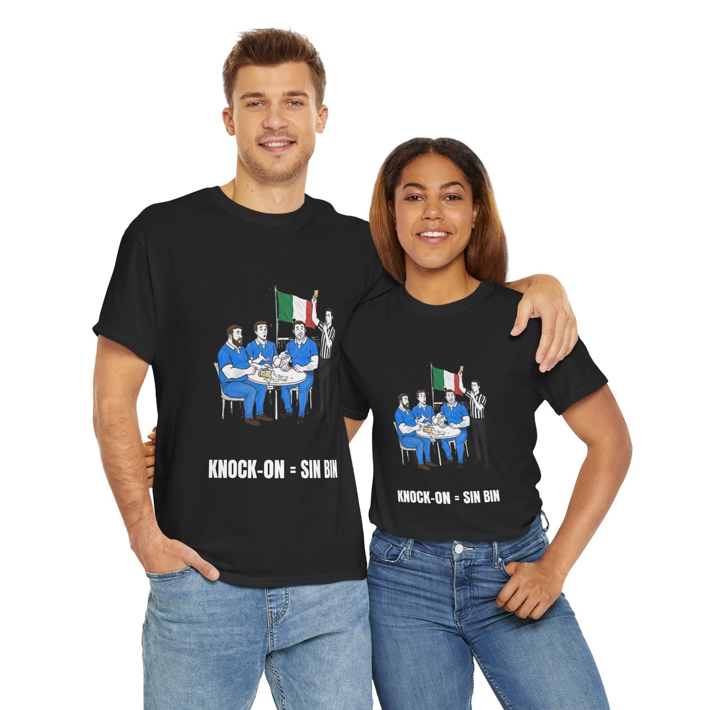 T-shirt rugby italien et bière – Carton jaune renversé | T-shirt humoristique pour supporters de rugby