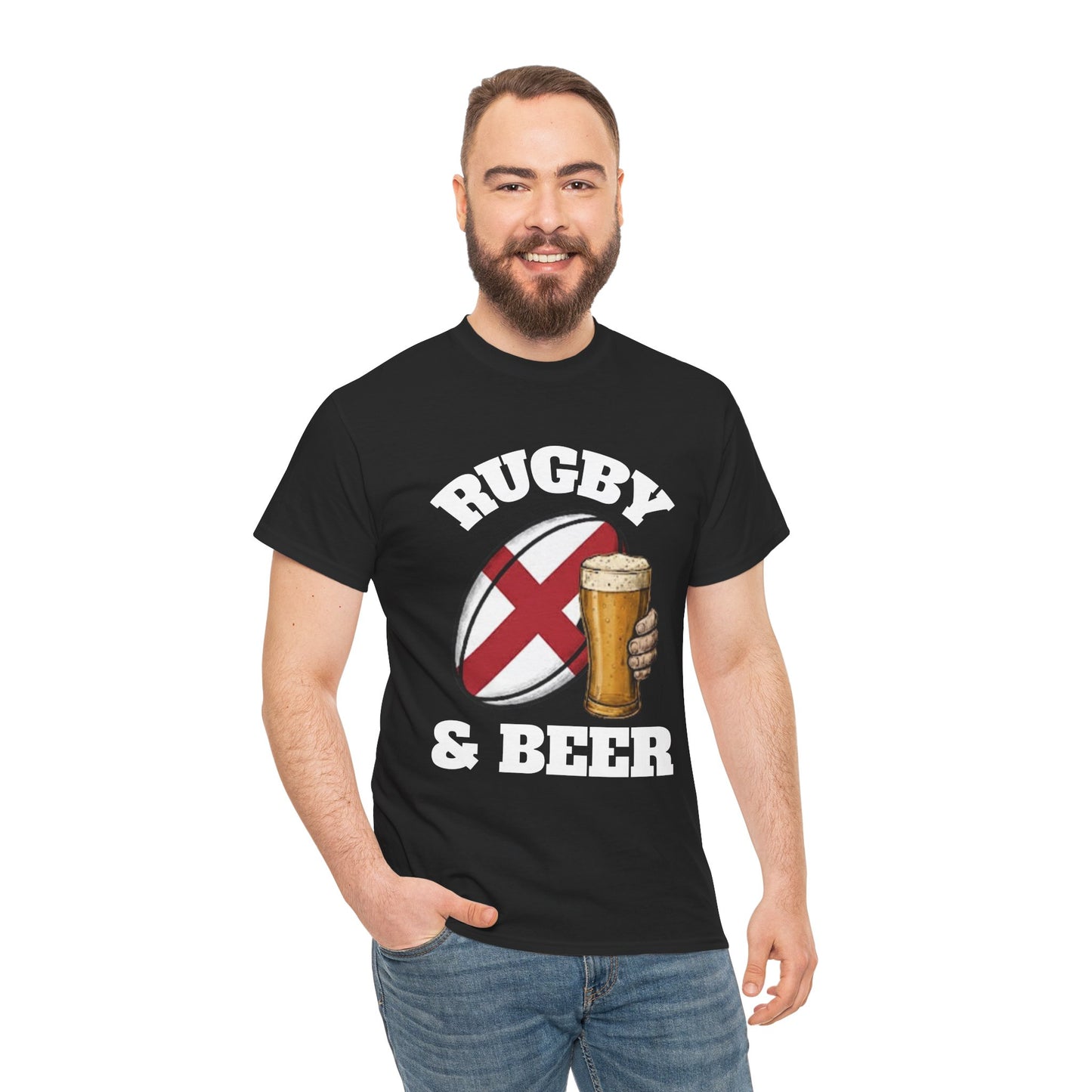 England Rugby & Beer T-Shirt – Perfect for Match Days, Gifts & Lads Trips