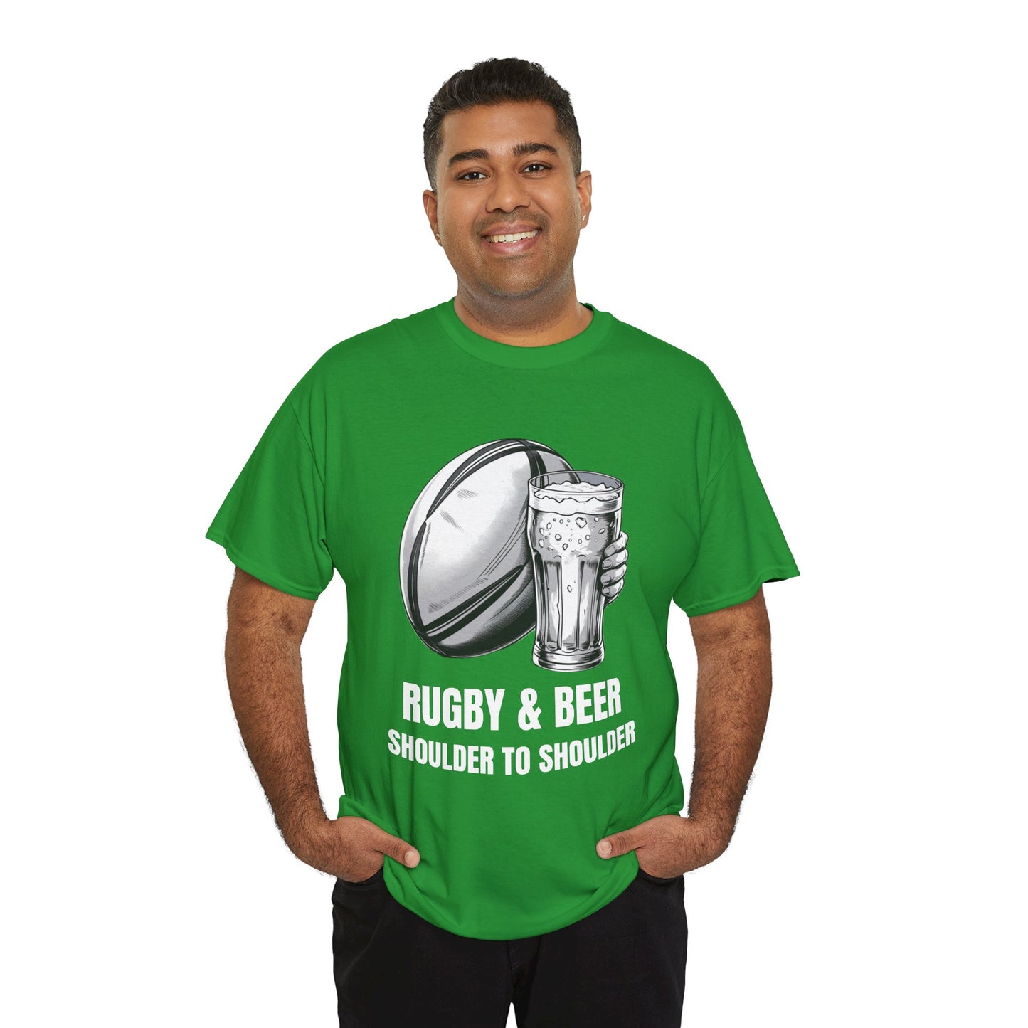 Rugby & Beer “Shoulder to Shoulder” T-Shirt – Irish Rugby Fan Matchday Gift