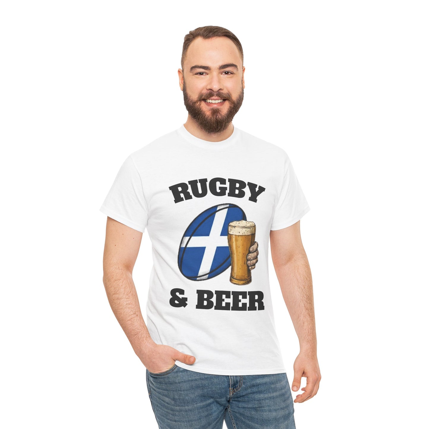 Scotland Rugby & Beer T-Shirt – Perfect for Match Days, Gifts & Lads Trips