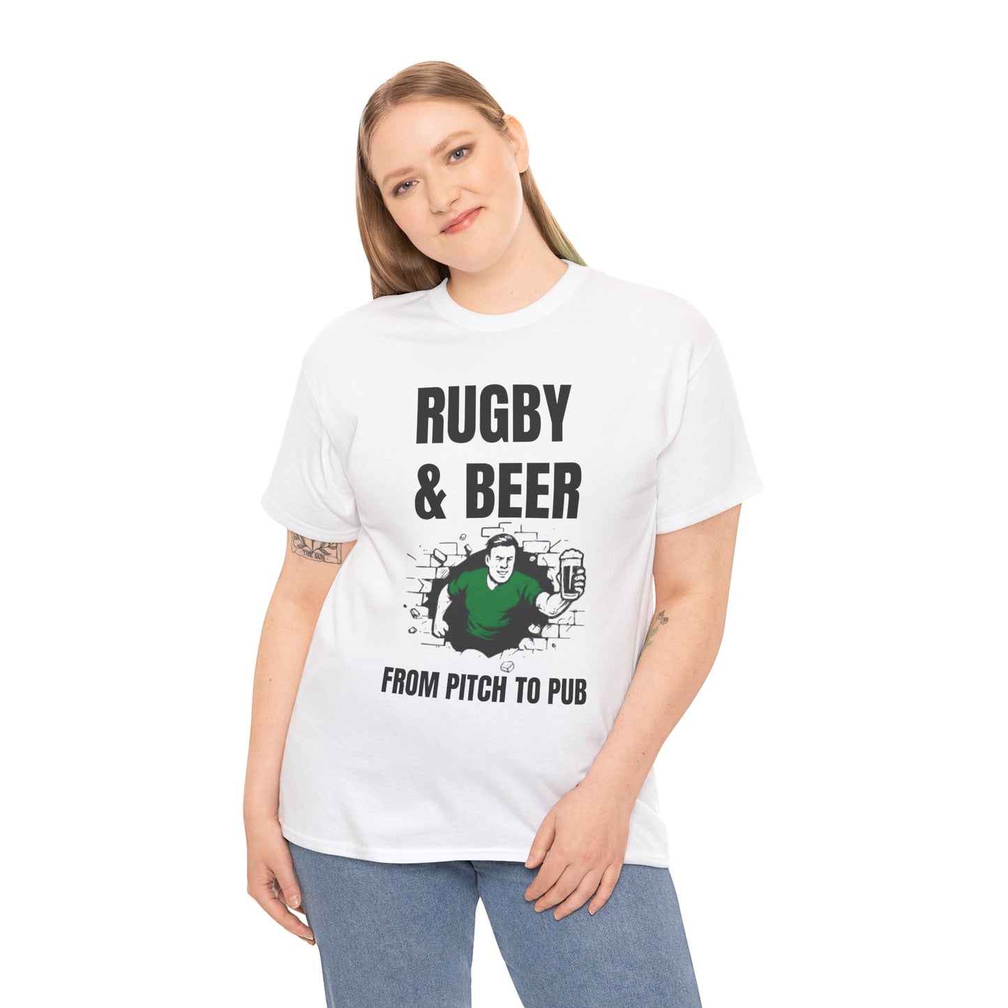 Rugby & Beer T-Shirt – From the Pitch to the Pub | Irish Rugby Fans Tee