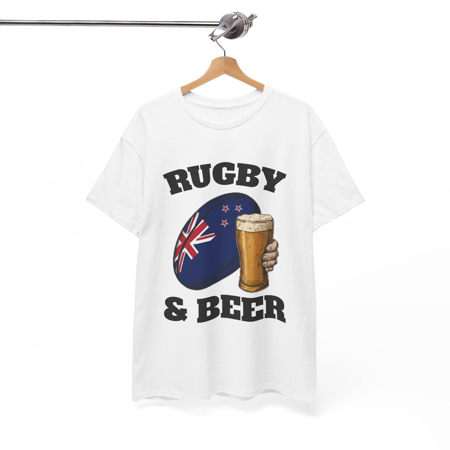 Rugby & Beer New Zealand T-Shirt – Kiwi Rugby Fans Match Day Tee