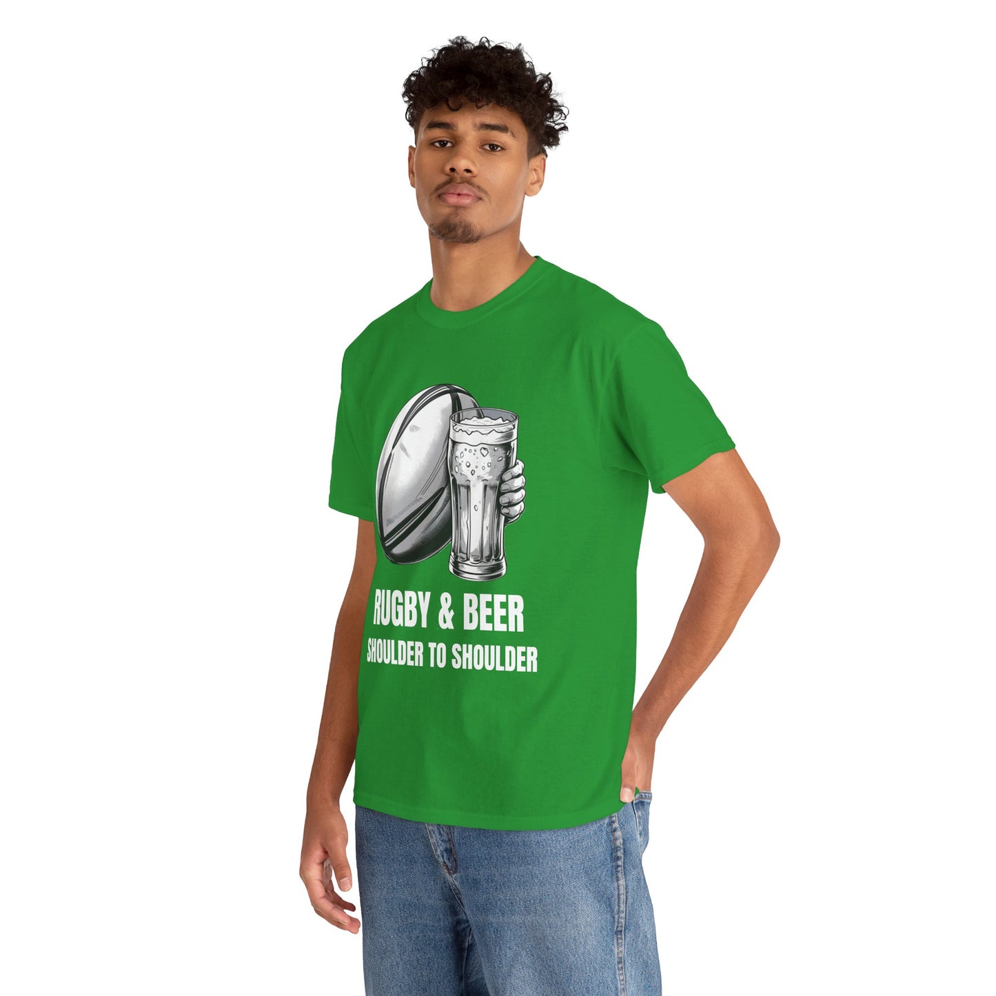 Rugby & Beer “Shoulder to Shoulder” T-Shirt – Irish Rugby Fan Matchday Gift